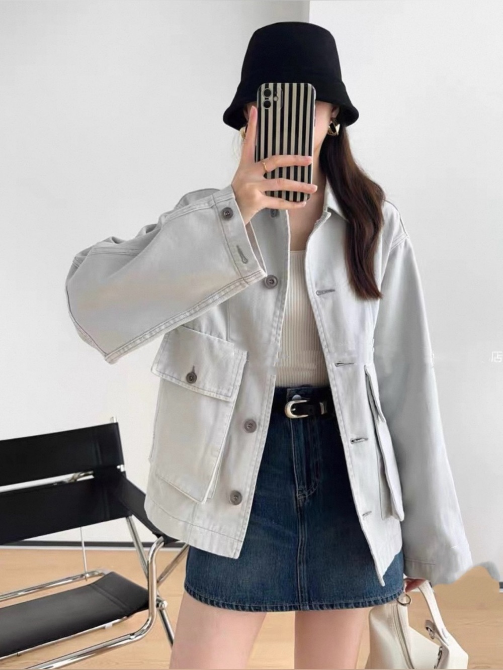 Vintage Light off white Military Field Jacket